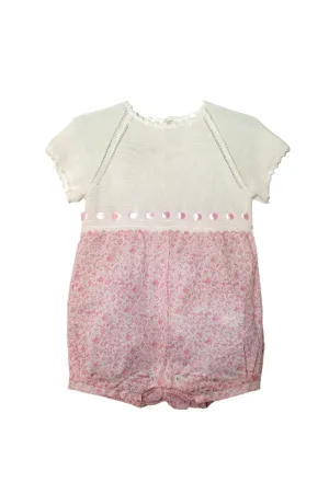 20136-Pink & White Knit Baby Girl Romper