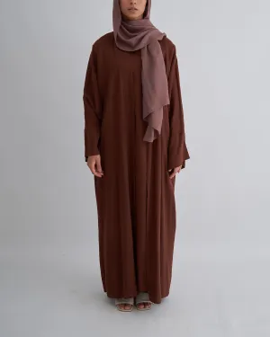 2PC Aya Linen Abaya Set - Coffee