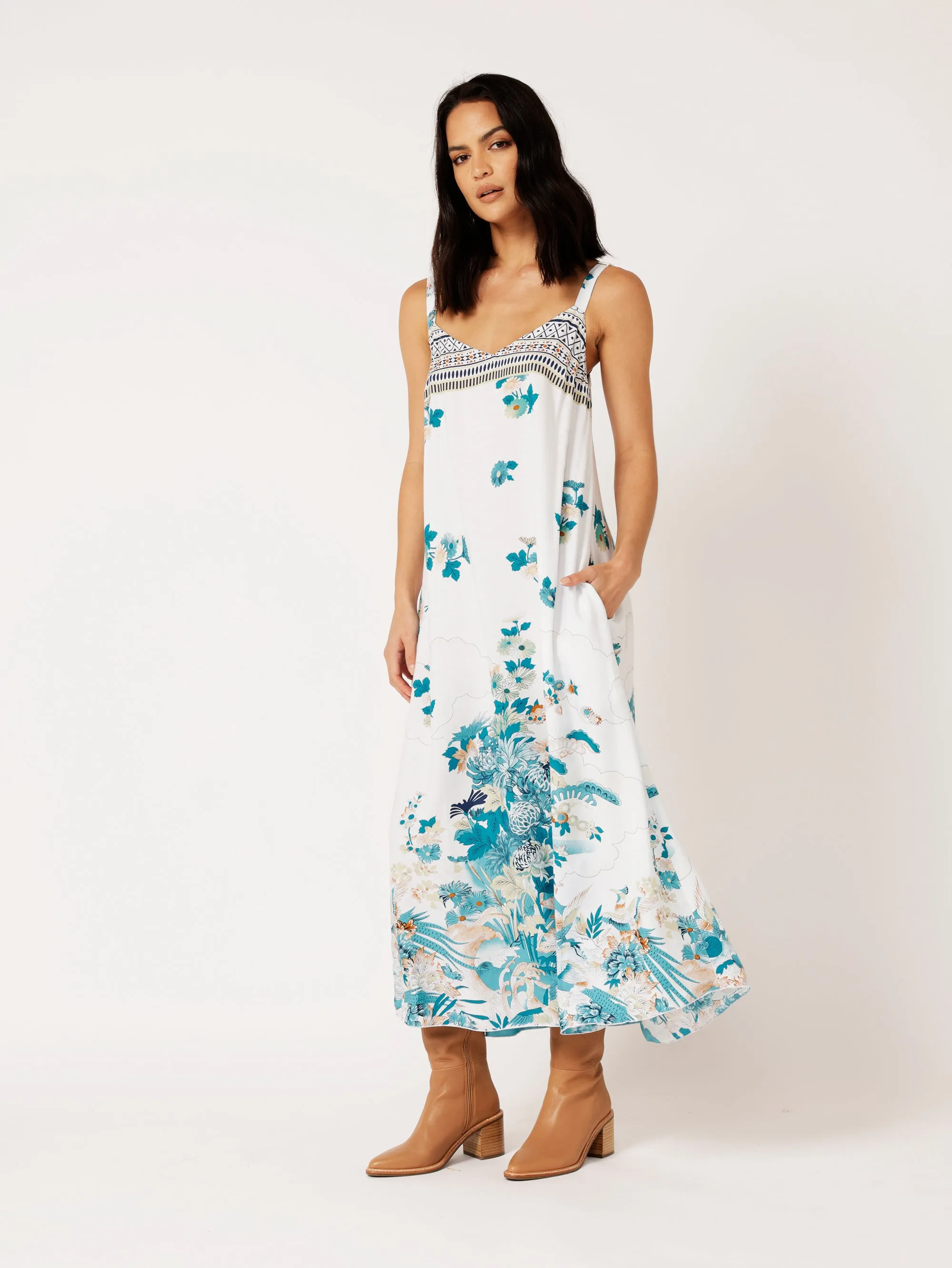 A-line Slip Dress | Tokyo Teal