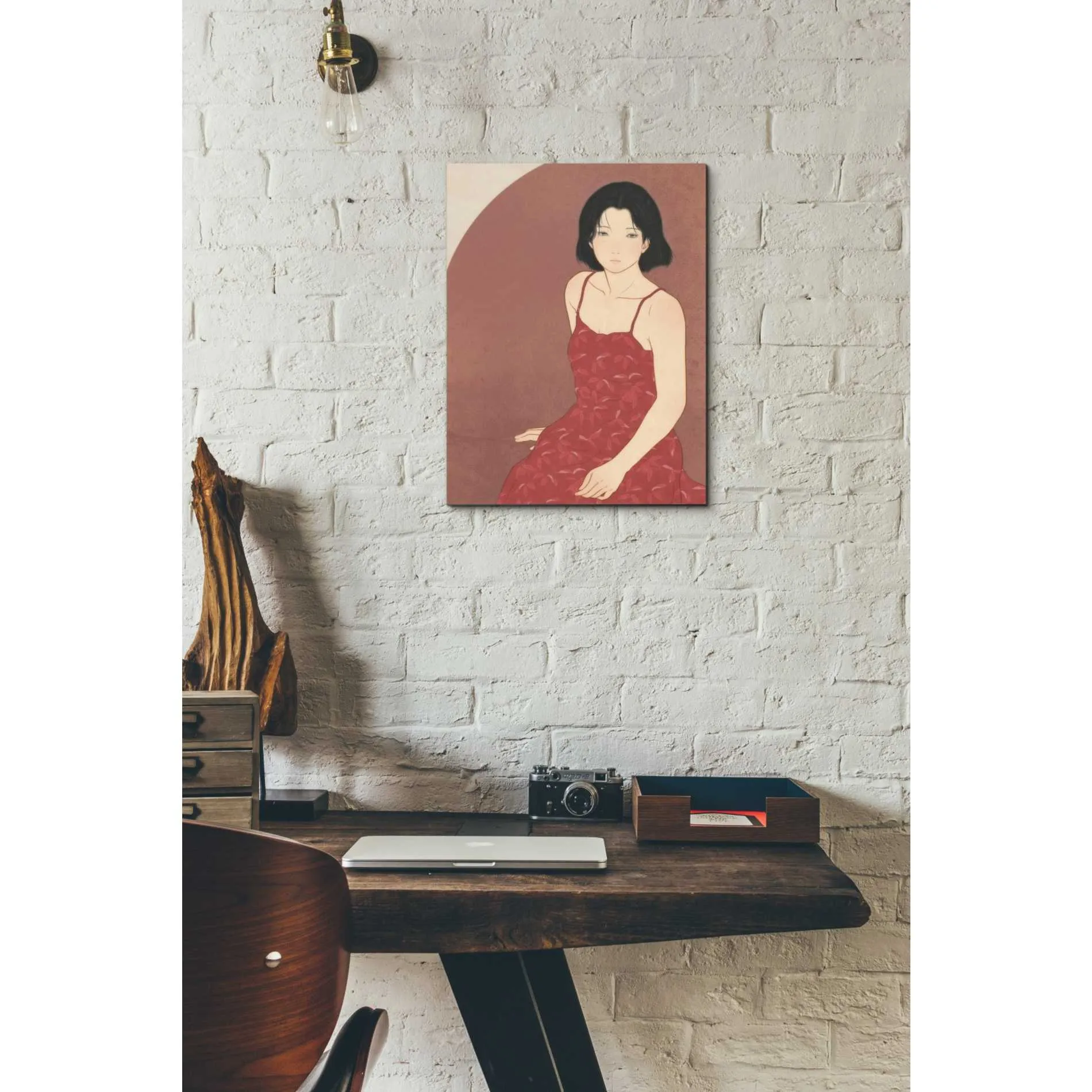 'A Woman in a Red Dress' by Sai Tamiya, Canvas Wall Art