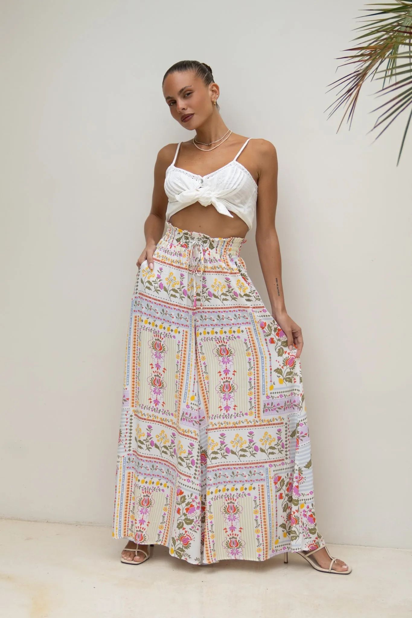 Amelina Multicolour Floral Wide Leg Pants