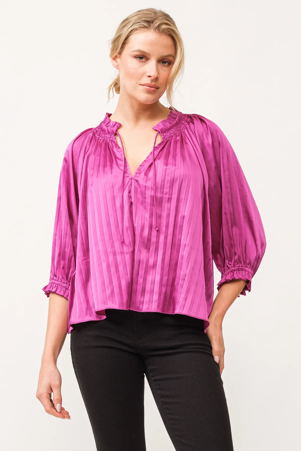 Anais Pleated Satin Top