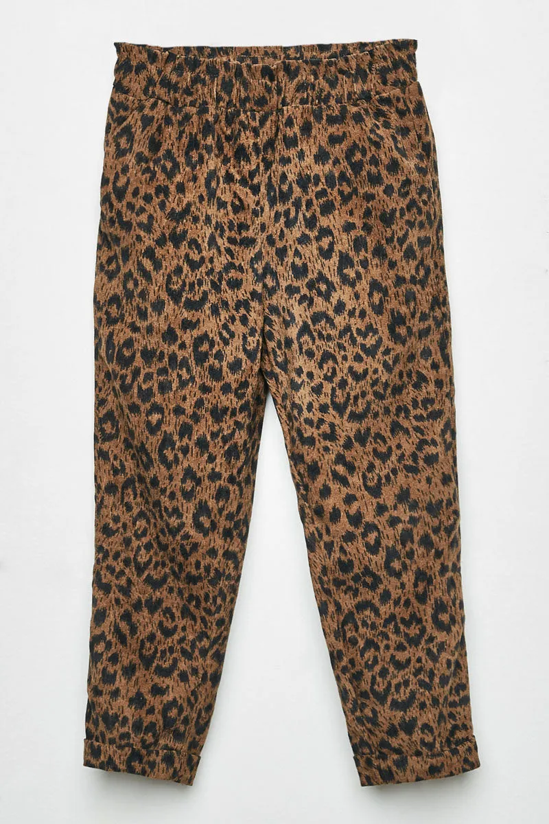 Animal Print Corduroy Pants
