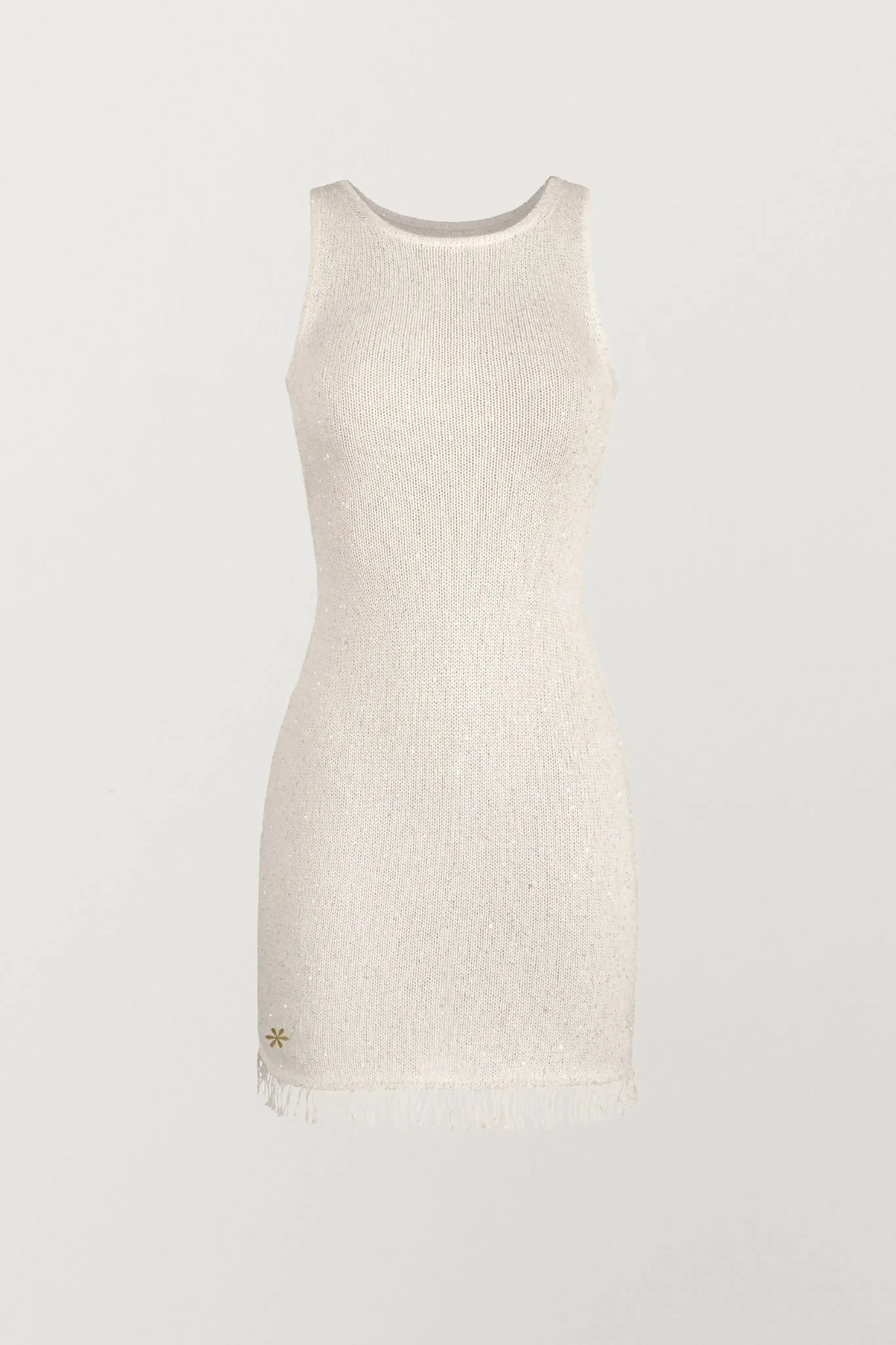 Asta Resort Natalia Mini Dress Ivory Sequin Size S / AU 8