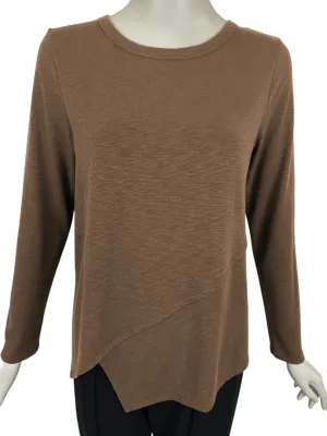 Asymmetrical Textured Sweater in Brown