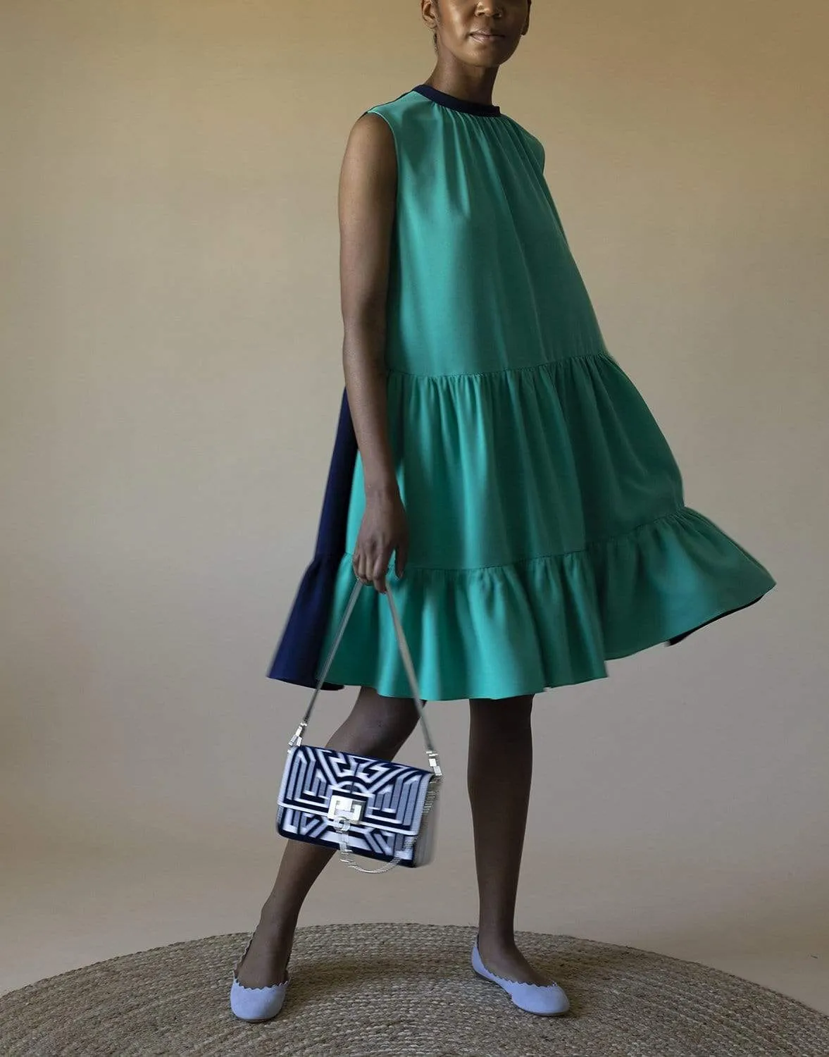 Athisa Sleeveless Two Tone Dress