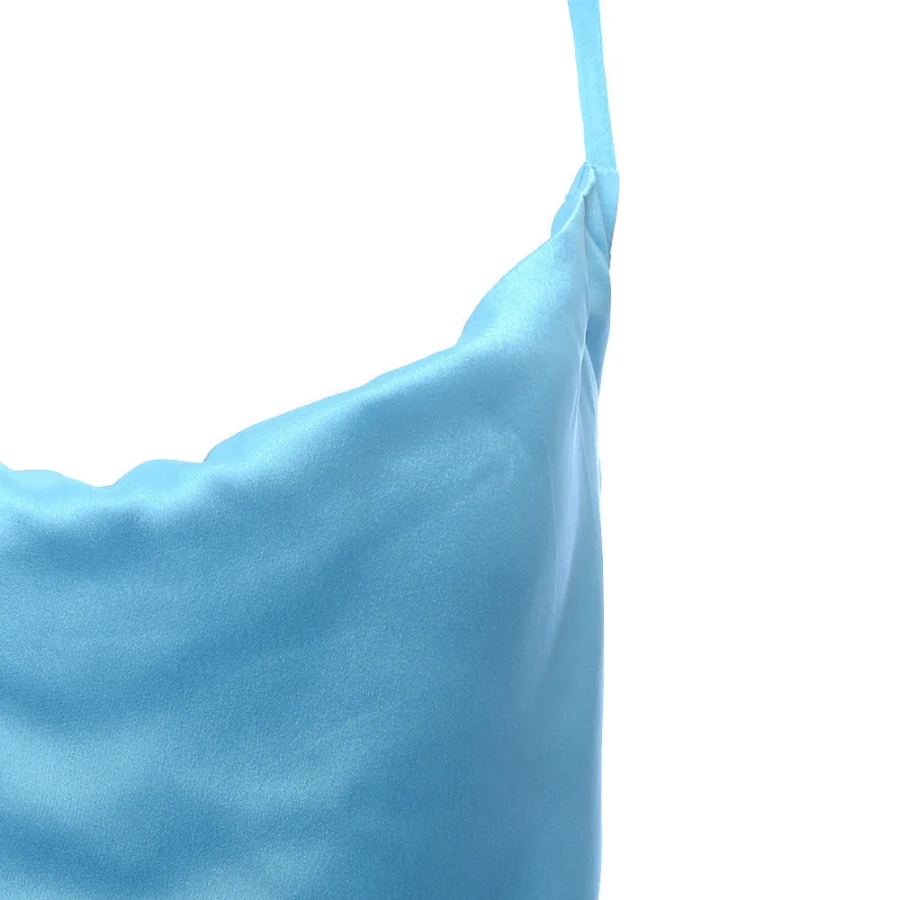 AX Paris Womens Cyan Blue Satin Slip Dress