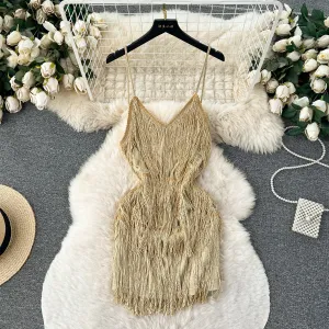 Backless Fringed Patchwork Slip Dress