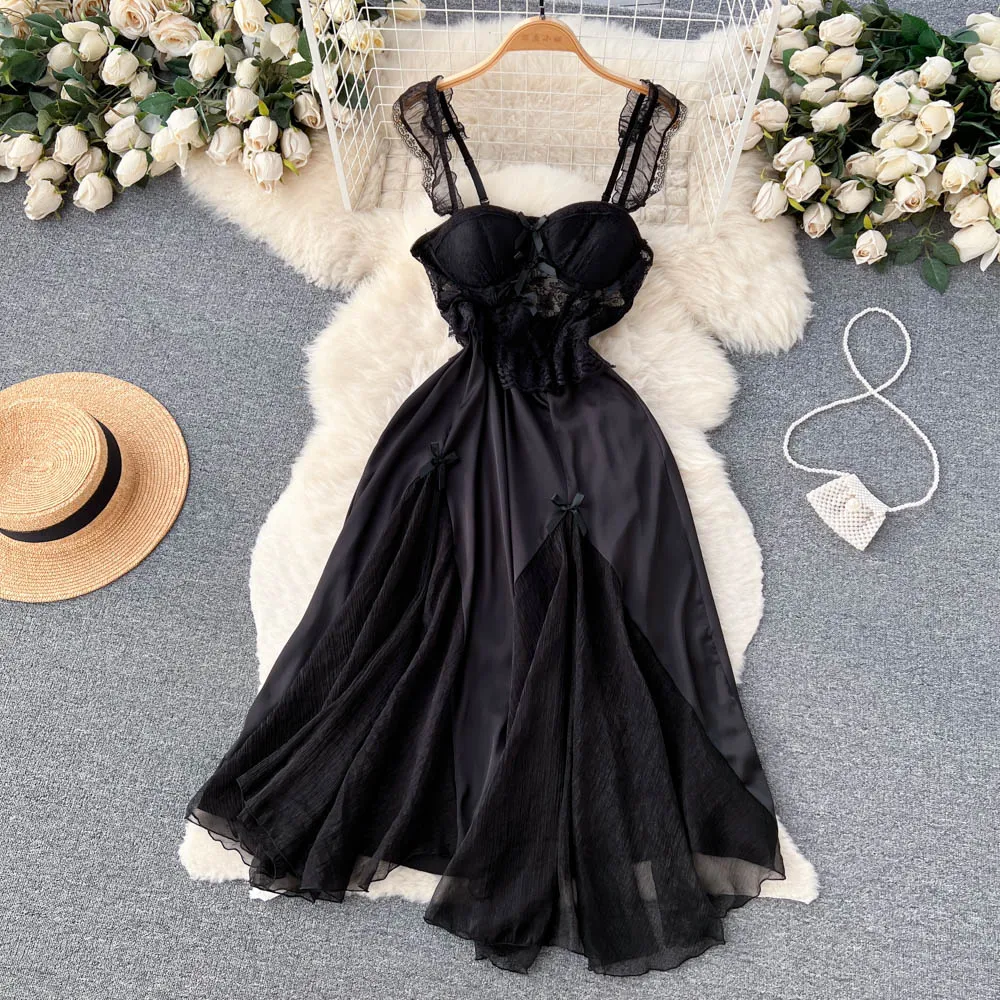Backless Lace Patchwork Slip Dress