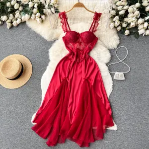 Backless Lace Patchwork Slip Dress