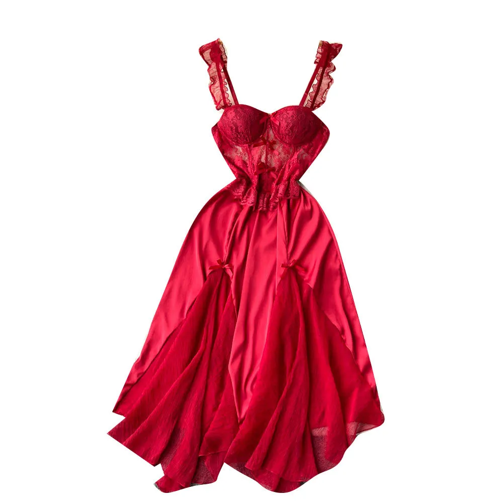 Backless Lace Patchwork Slip Dress