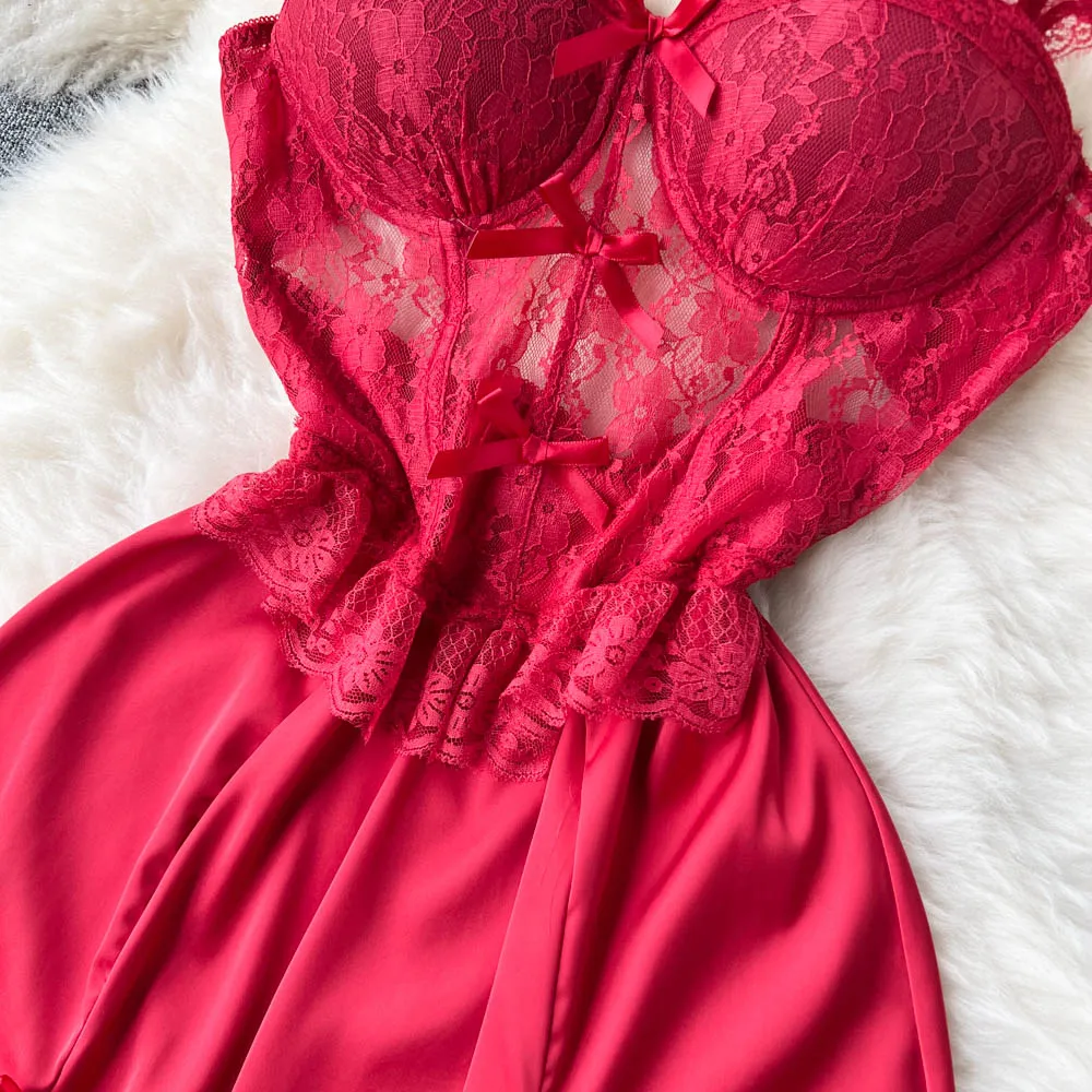 Backless Lace Patchwork Slip Dress
