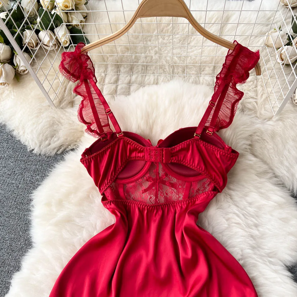 Backless Lace Patchwork Slip Dress
