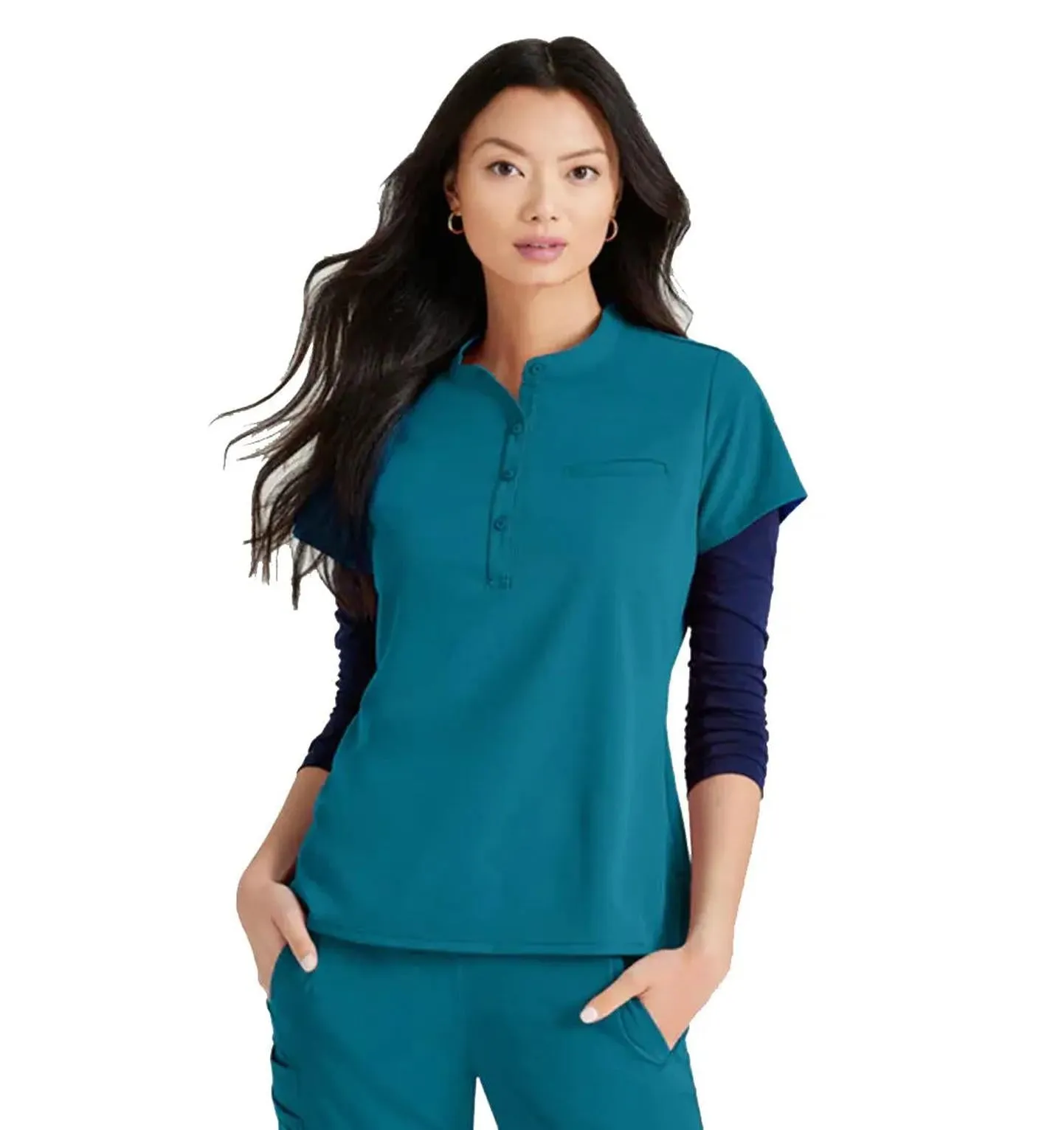 Barco Unify™ by Barco Mission 1-Pocket Henley Neck Scrub Top
