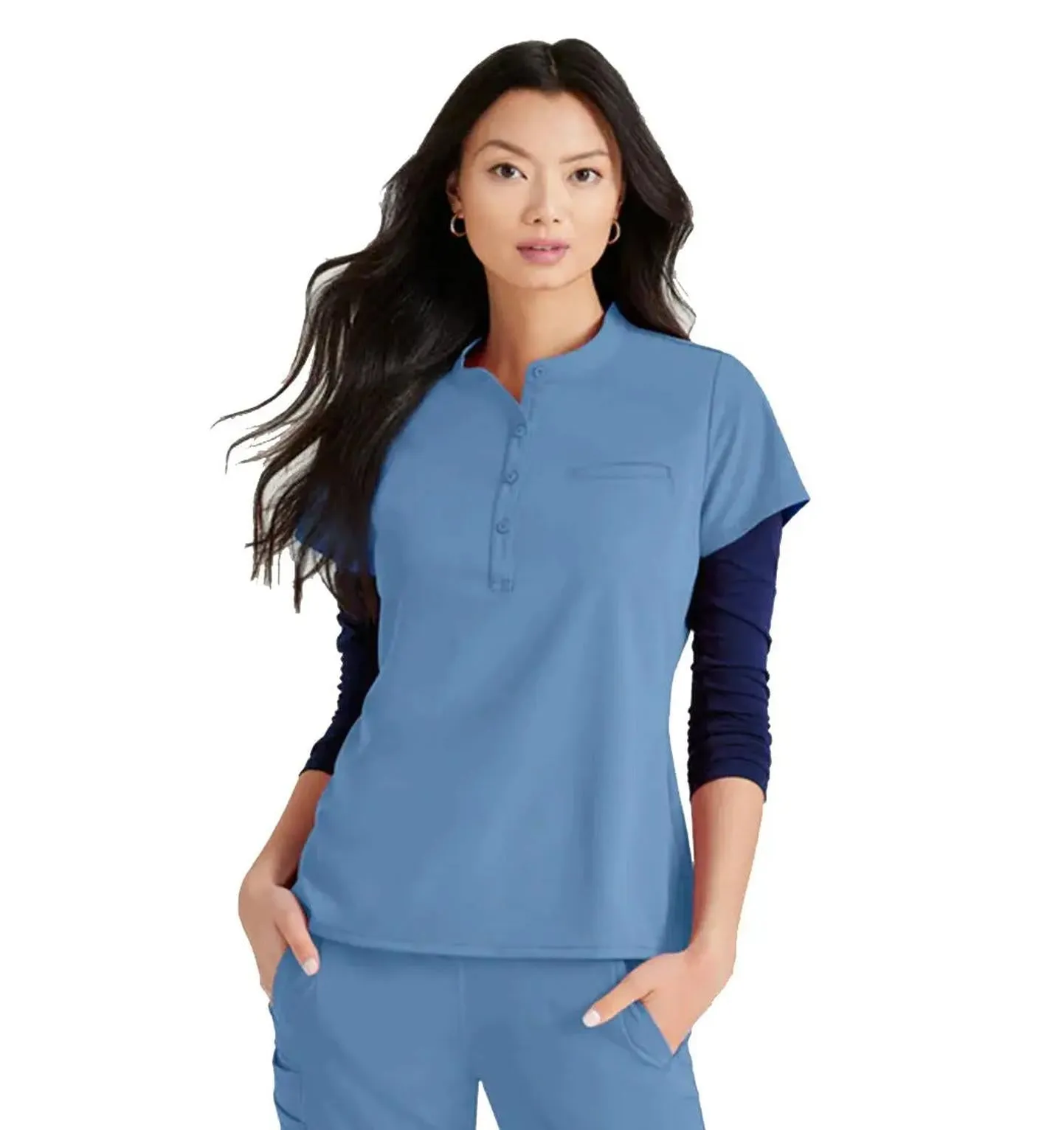 Barco Unify™ by Barco Mission 1-Pocket Henley Neck Scrub Top
