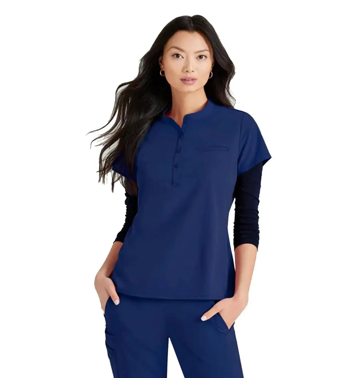 Barco Unify™ by Barco Mission 1-Pocket Henley Neck Scrub Top