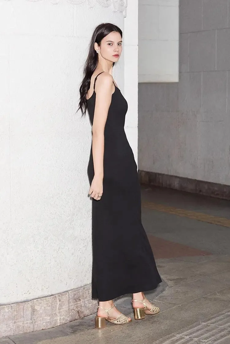 Black Bodycon Slip Maxi Dress