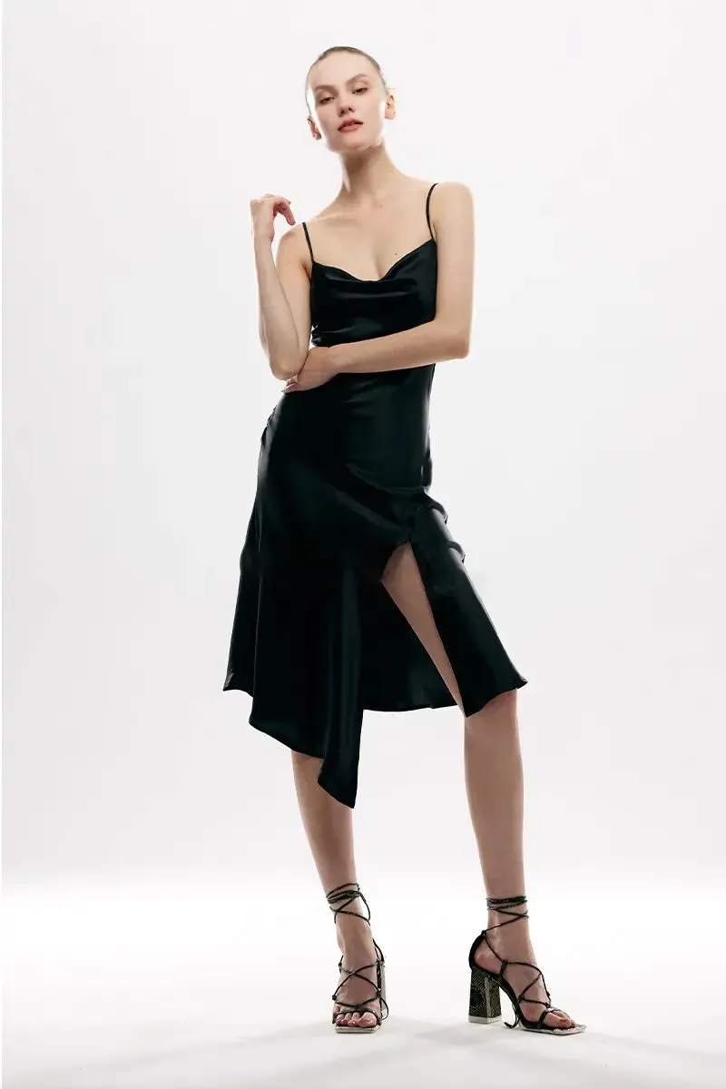 Black Mulberry Silk Slip Dress