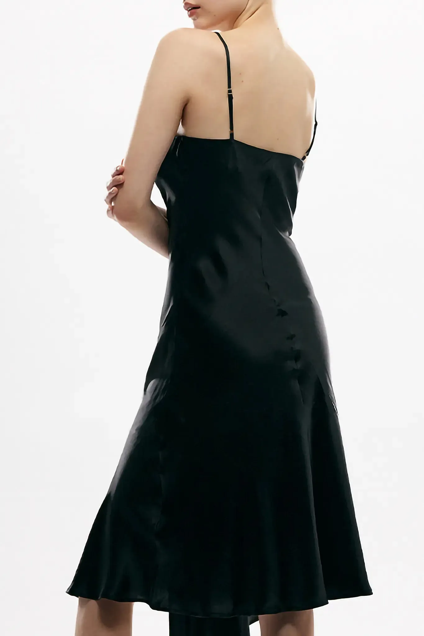 Black Mulberry Silk Slip Dress