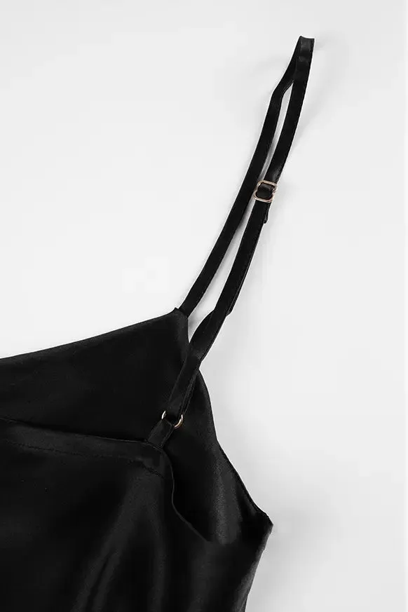 Black Mulberry Silk Slip Dress