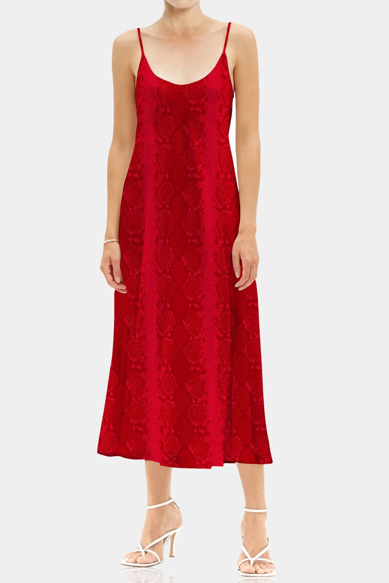 Blood Stone  Camisole Midi Slip Dress Made In  Vegan Silk