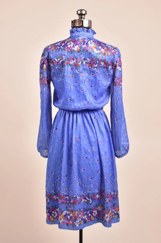 Blue 70s Floral Dress With Slip By Franky B, M