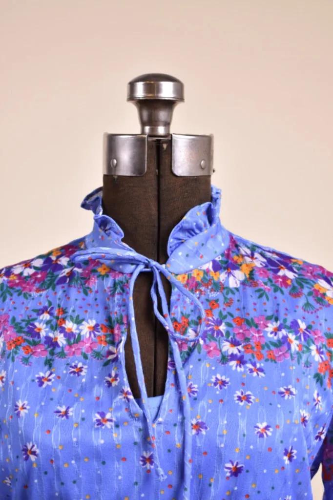 Blue 70s Floral Dress With Slip By Franky B, M
