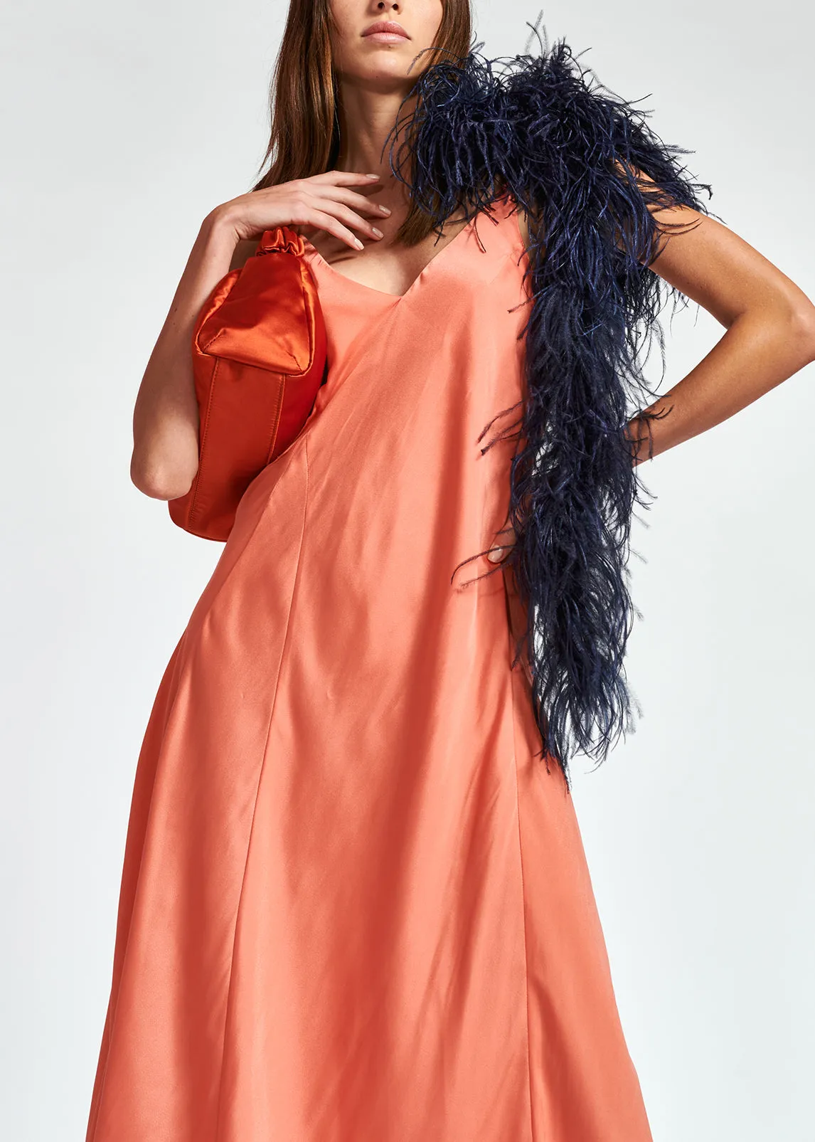 Blue maxi-length slip dress