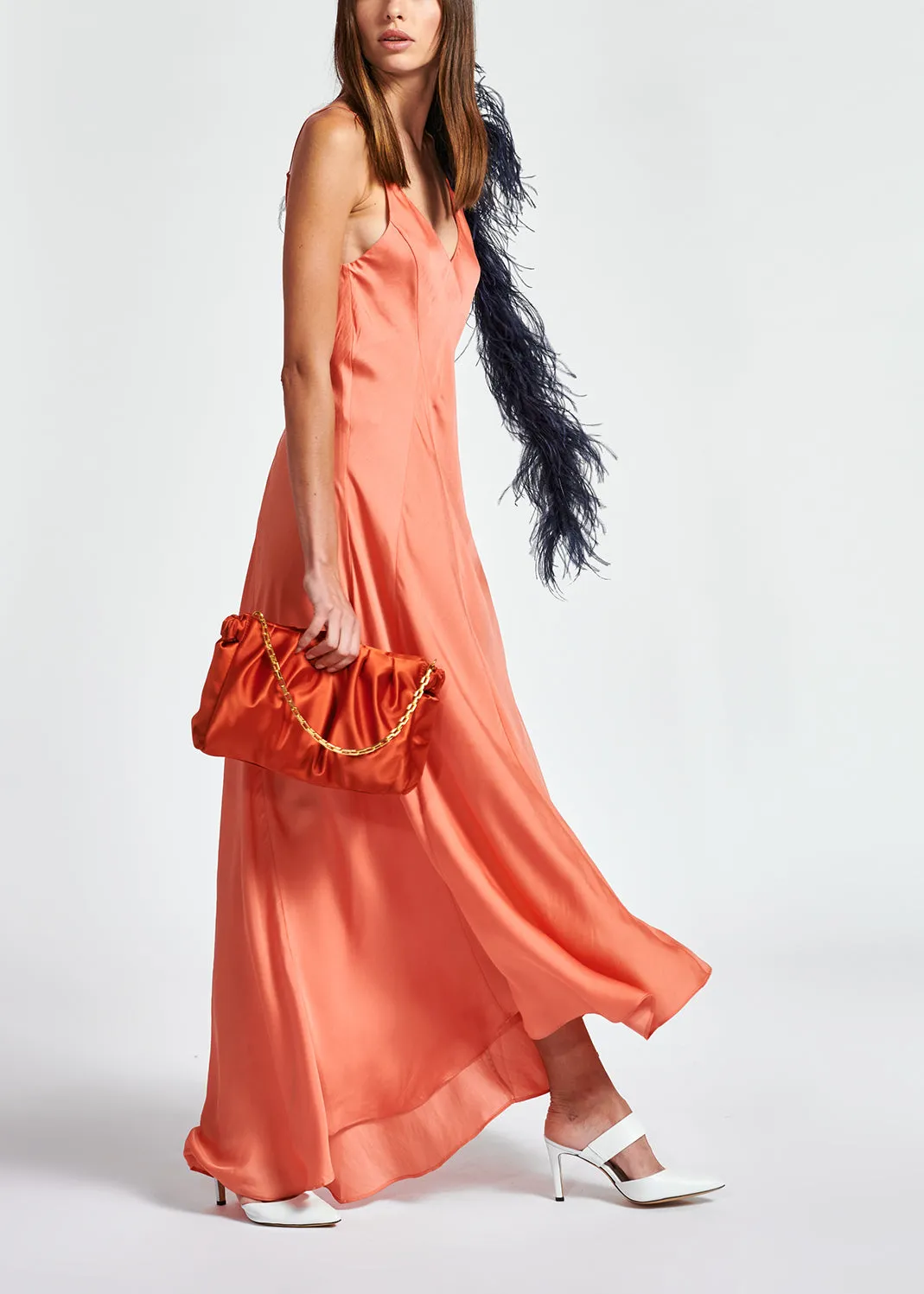 Blue maxi-length slip dress