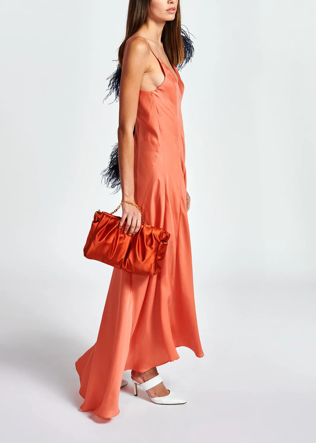 Blue maxi-length slip dress