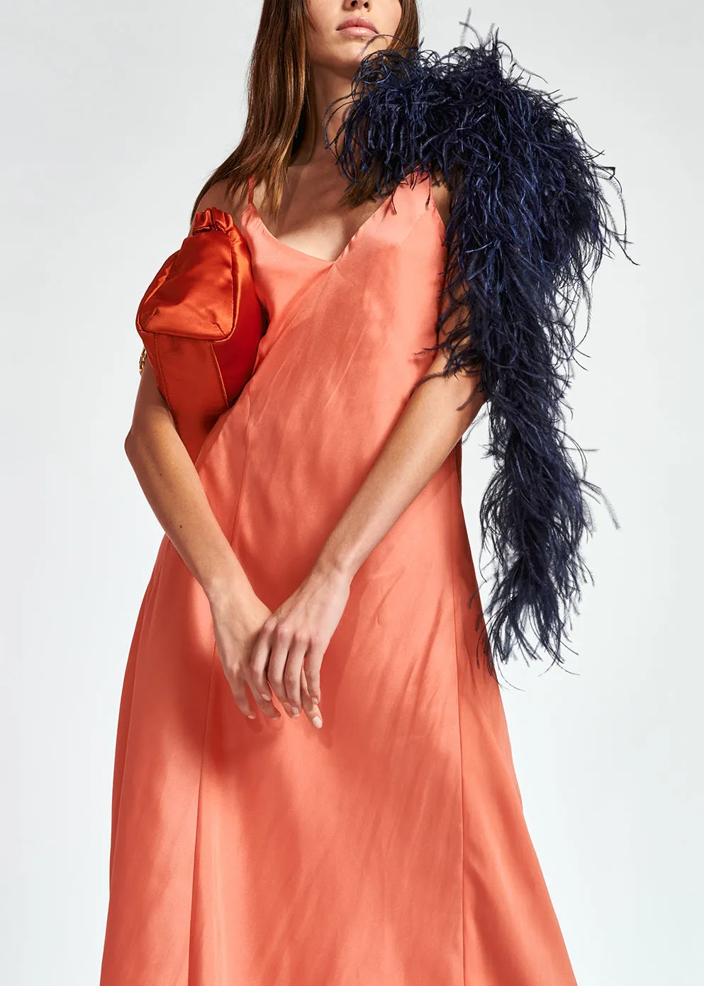 Blue maxi-length slip dress