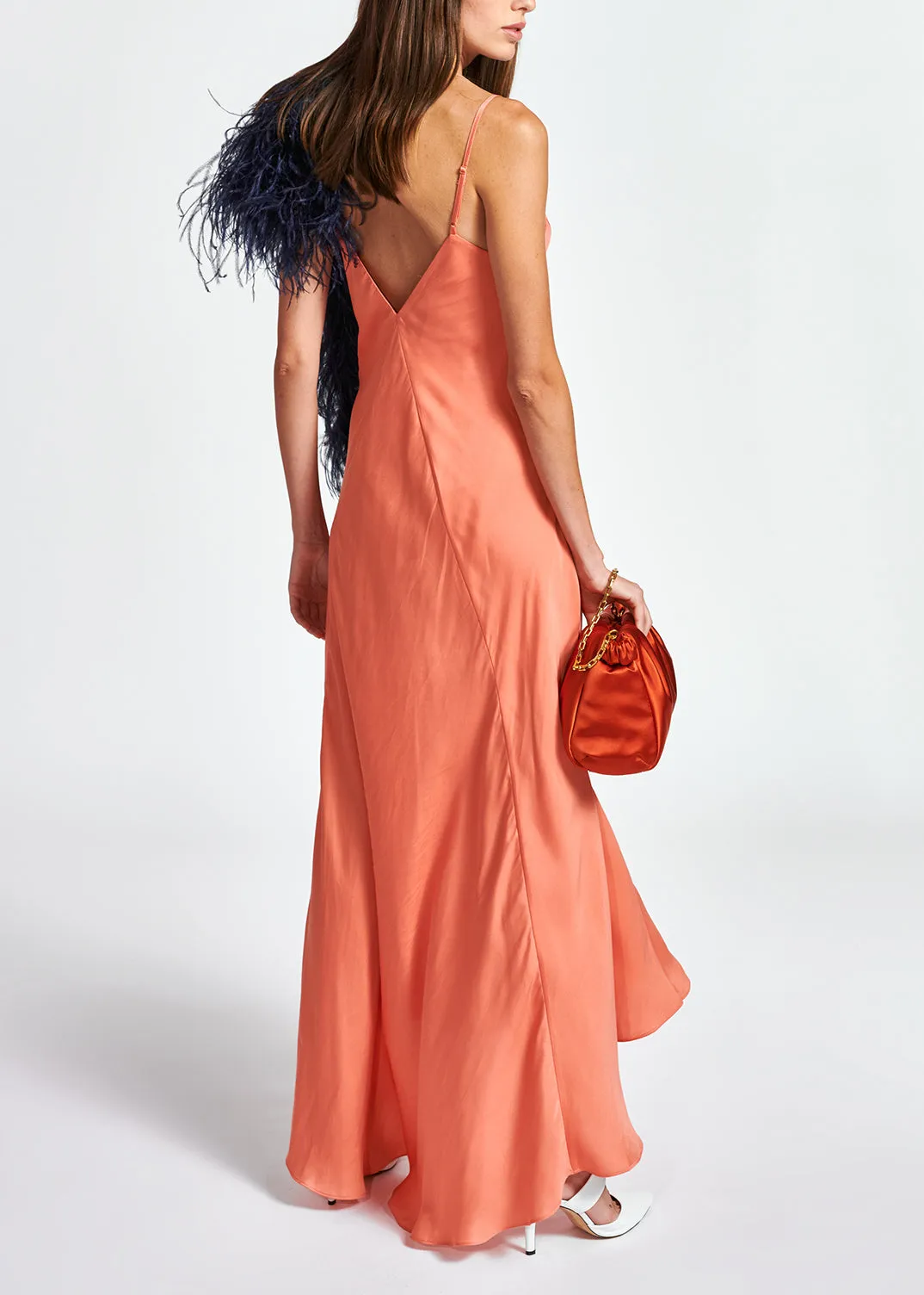 Blue maxi-length slip dress