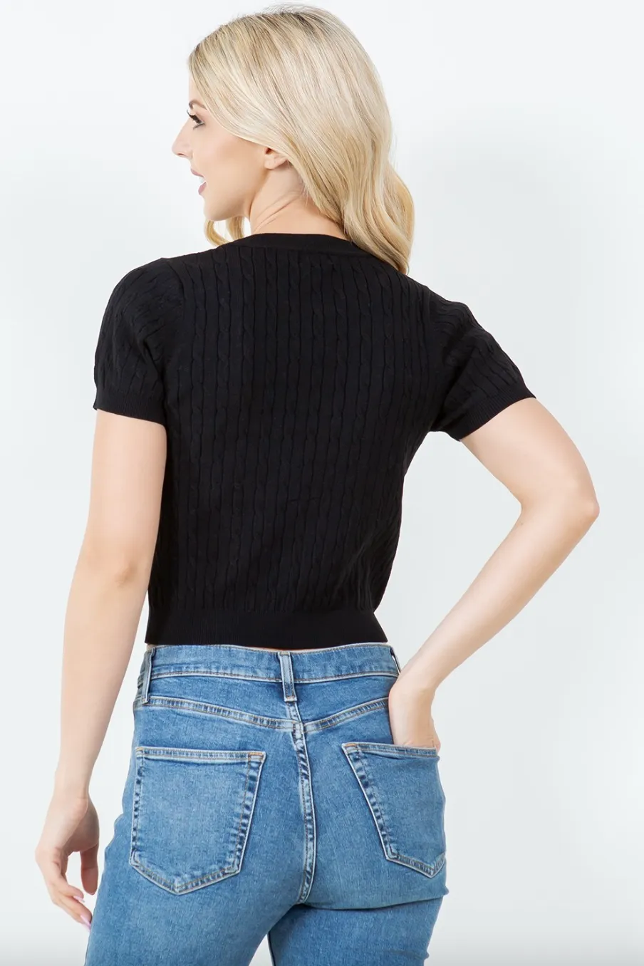 cable knit bow tee