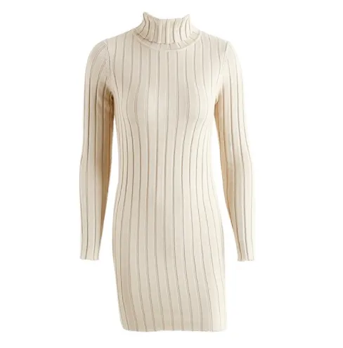 Casual Turtleneck Long Knitted Dress | Slim Bodycon Dress