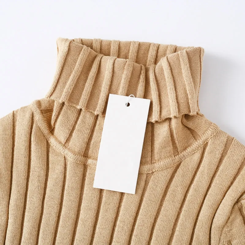 Casual Turtleneck Long Knitted Dress | Slim Bodycon Dress