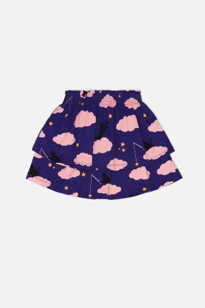 Cat On A Cloud Kids Tiered Jersey Skirt