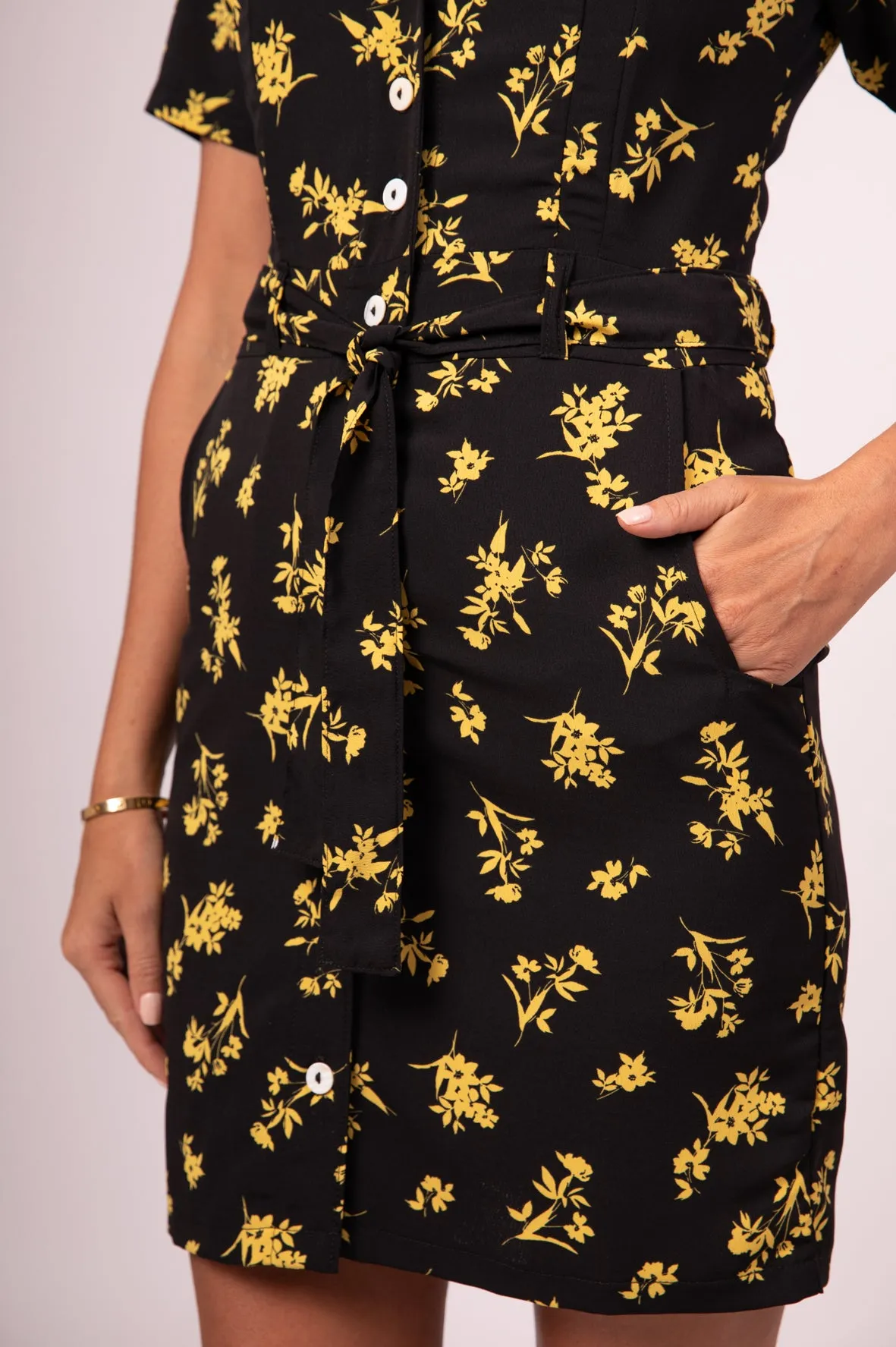CATE SHIRT DRESS YELLOW FLOWERS