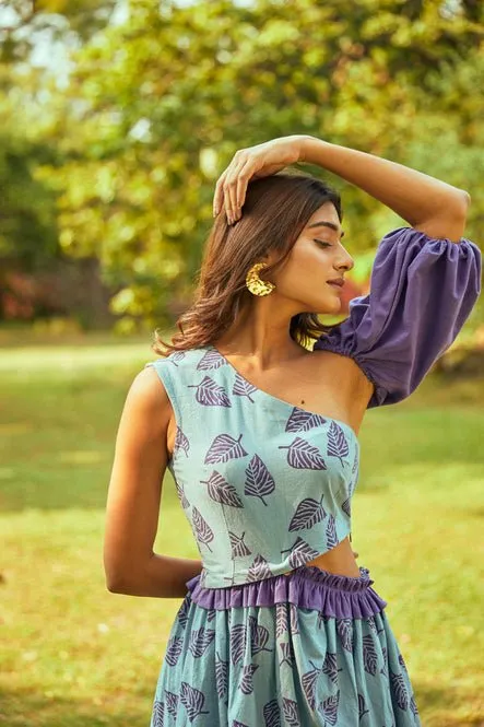 Cold leafy dress in kala cotton
