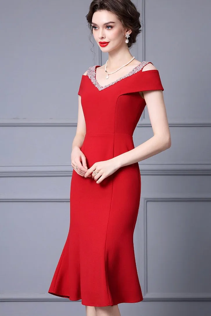 Cold Shoulder Fishtail Dress