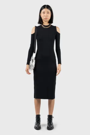 Cold Shoulder High Neck Midi Dress