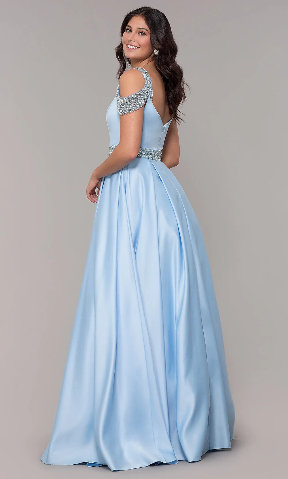Cold-Shoulder Sweetheart Long Prom Dress