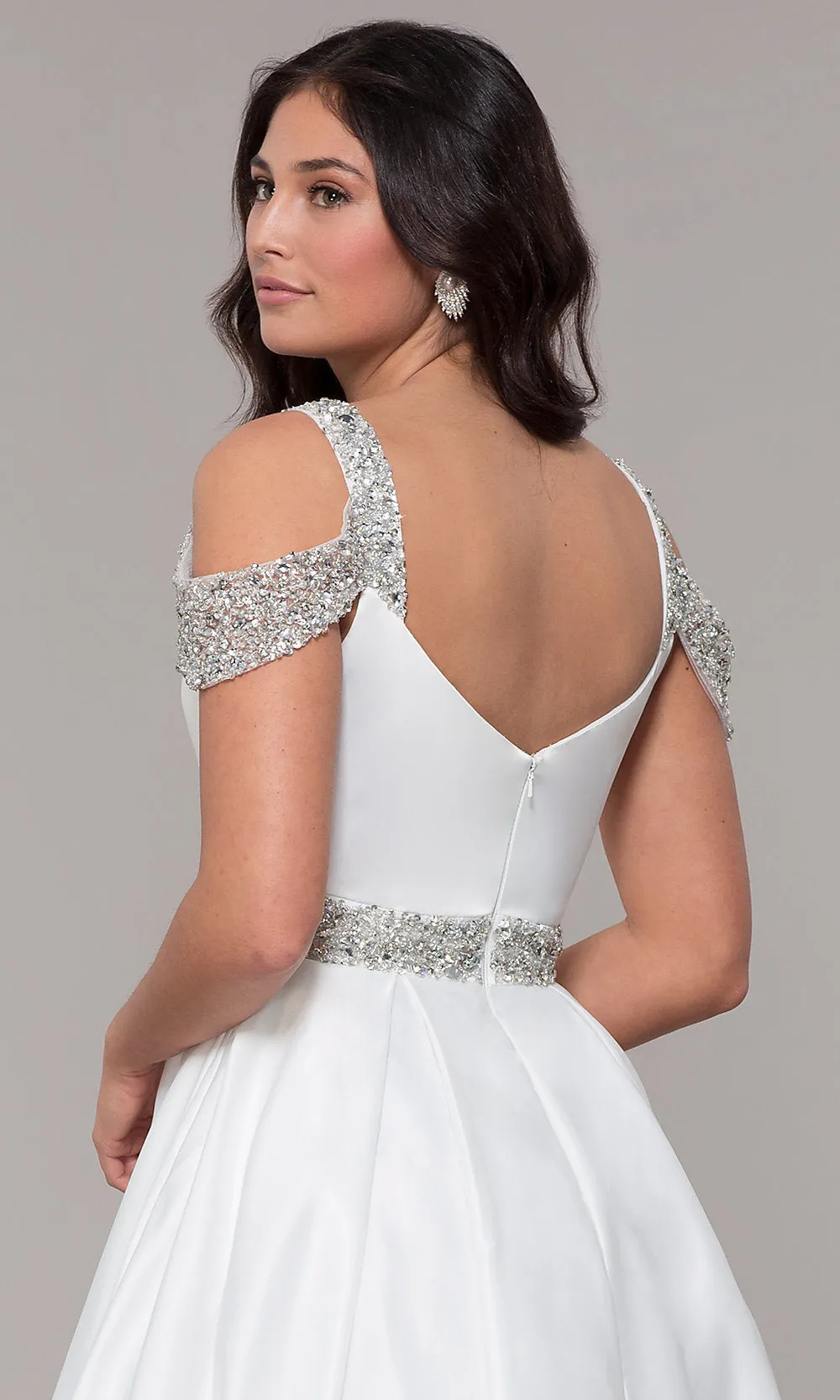 Cold-Shoulder Sweetheart Long Prom Dress