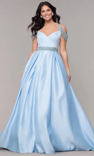 Cold-Shoulder Sweetheart Long Prom Dress