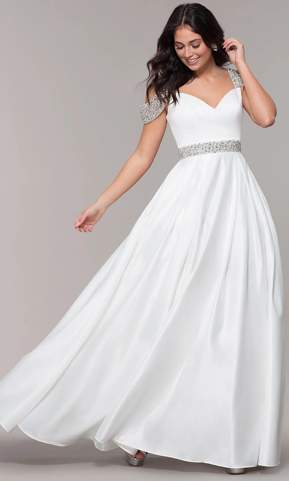 Cold-Shoulder Sweetheart Long Prom Dress