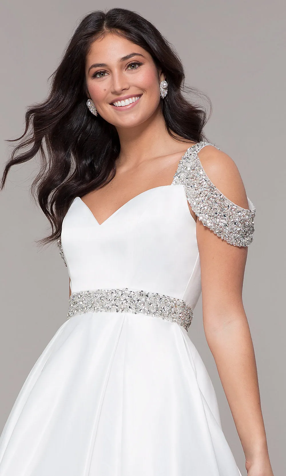 Cold-Shoulder Sweetheart Long Prom Dress