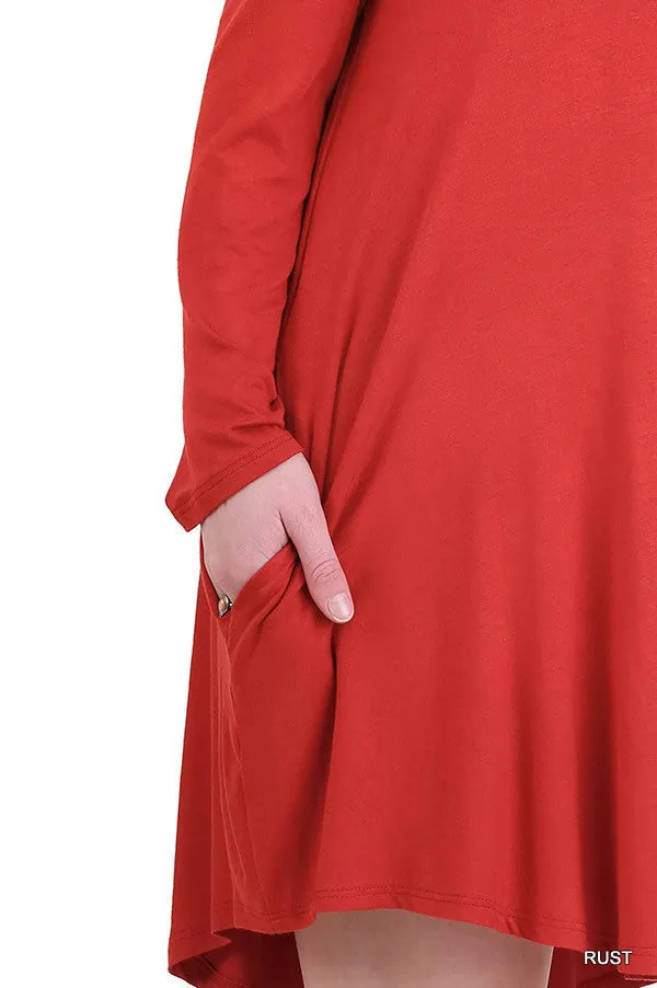 Cold Shoulder T-Shirt Dress, Rust