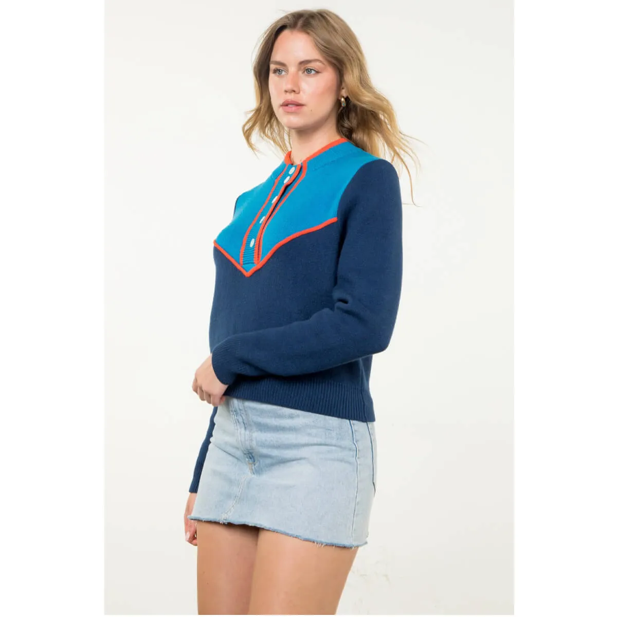 Color Block Knit Prep School Sweater