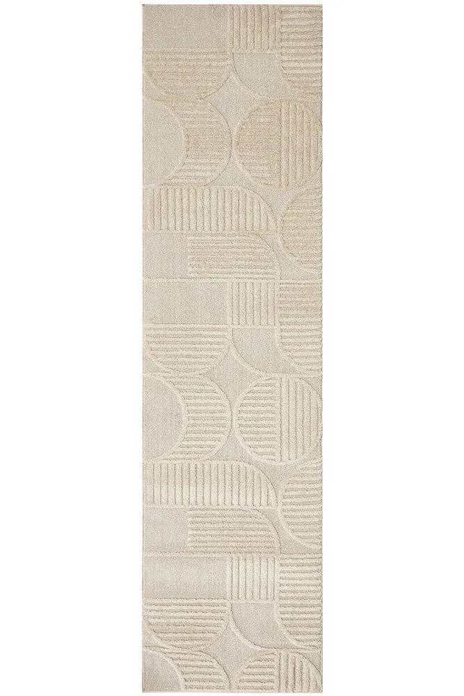 CONTEMPORARY PLAIN & TEXTURED LEO-BEIGE RUG RUNNER
