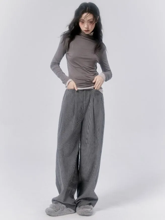 Corduroy High-waisted Wide-leg Pants