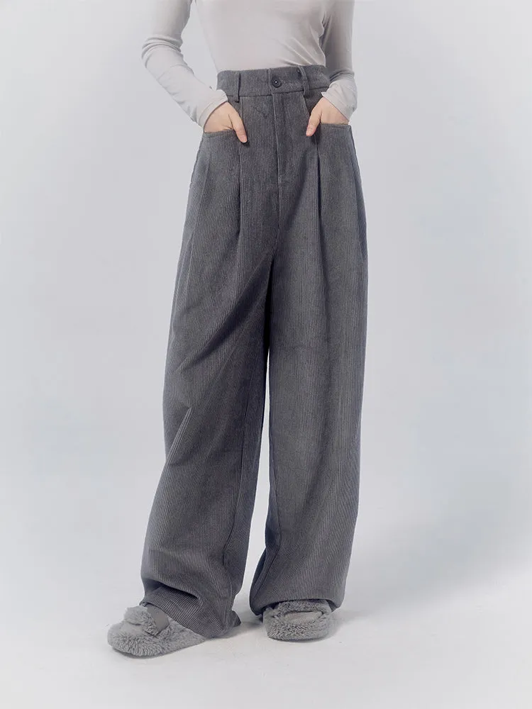 Corduroy High-waisted Wide-leg Pants